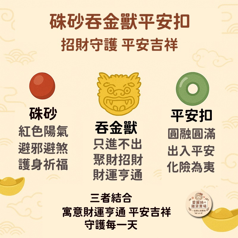 紅硃砂吞金獸 × 紫金砂平安扣吊飾｜招財聚寶 平安守護 車掛飾 吉祥送禮推薦 愛麗絲的雜貨賣場-細節圖2