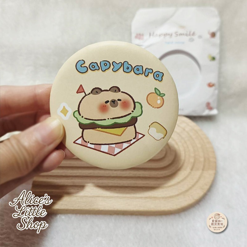 卡皮巴拉小鏡子 可愛隨身鏡 圓鏡 化妝鏡 口袋鏡 隨身攜帶小物 愛麗絲的雜貨賣場-細節圖8