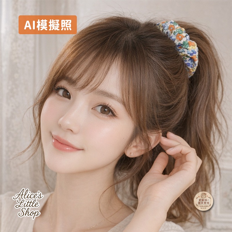 日系碎花大腸圈｜清新小花髮圈｜甜美百搭髮飾｜高彈力髮束｜馬尾丸子頭髮圈 愛麗絲的雜貨賣場-細節圖2
