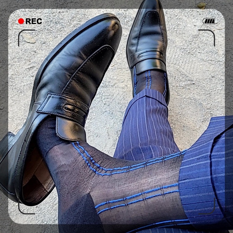 【現貨速出】75 條紋男絲襪 TNT男襪 紳士襪 港式男絲襪 腳趾腳跟不透款 男絲襪 紳士襪 男襪 襪夾 西裝襪-細節圖5