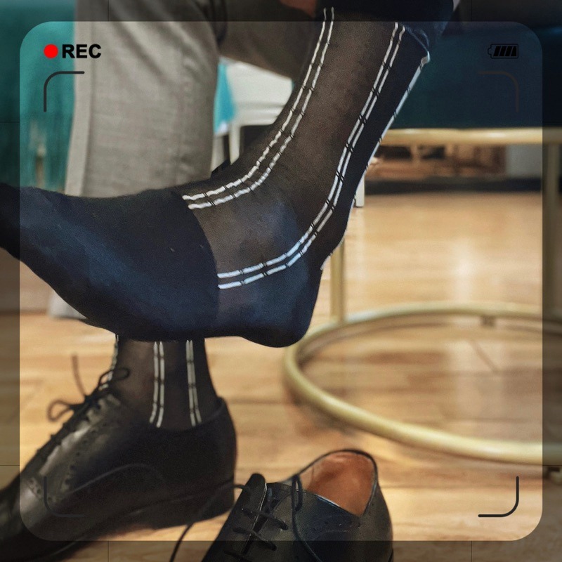 【現貨速出】75 條紋男絲襪 TNT男襪 紳士襪 港式男絲襪 腳趾腳跟不透款 男絲襪 紳士襪 男襪 襪夾 西裝襪-細節圖7