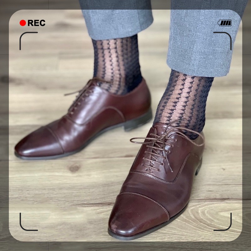 【現貨速出】053 紳士絲襪 TNT絲襪 波浪紋款 棉底加固 長筒絲襪 錦綸絲襪 長筒絲襪 男襪 男絲襪 襪夾-細節圖2