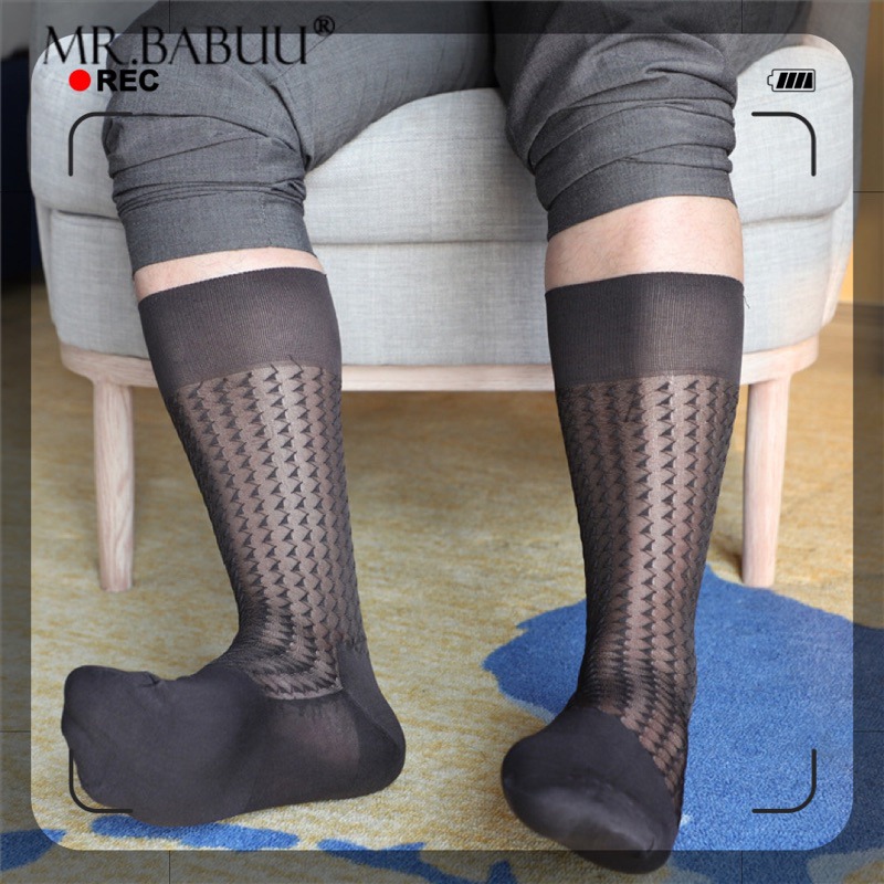 【現貨速出】053 紳士絲襪 TNT絲襪 波浪紋款 棉底加固 長筒絲襪 錦綸絲襪 長筒絲襪 男襪 男絲襪 襪夾-細節圖3