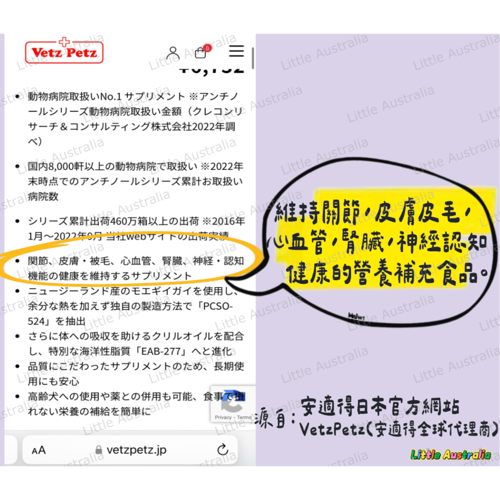 【 Antinol Plus澳洲原裝】公司貨180顆 犬貓關節保健『24hr出貨+電子發票』-細節圖3