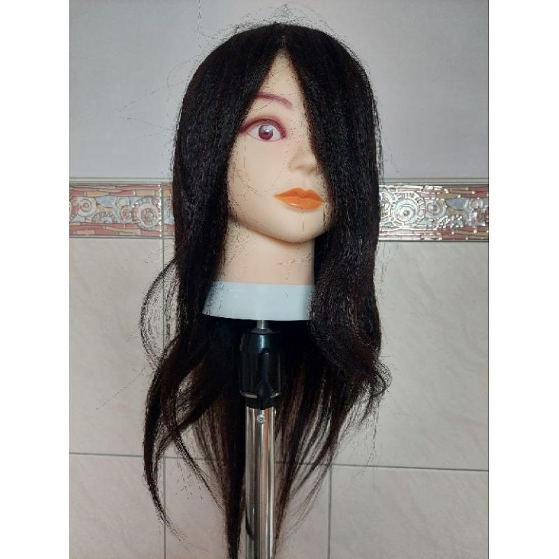 練習用 美髮 金髮 金色 棕髮 黑髮 頭髮 練習 頭 單頭 假人頭 18吋 22吋 一體成型 編髮 包頭 剪髮 可電棒-細節圖5