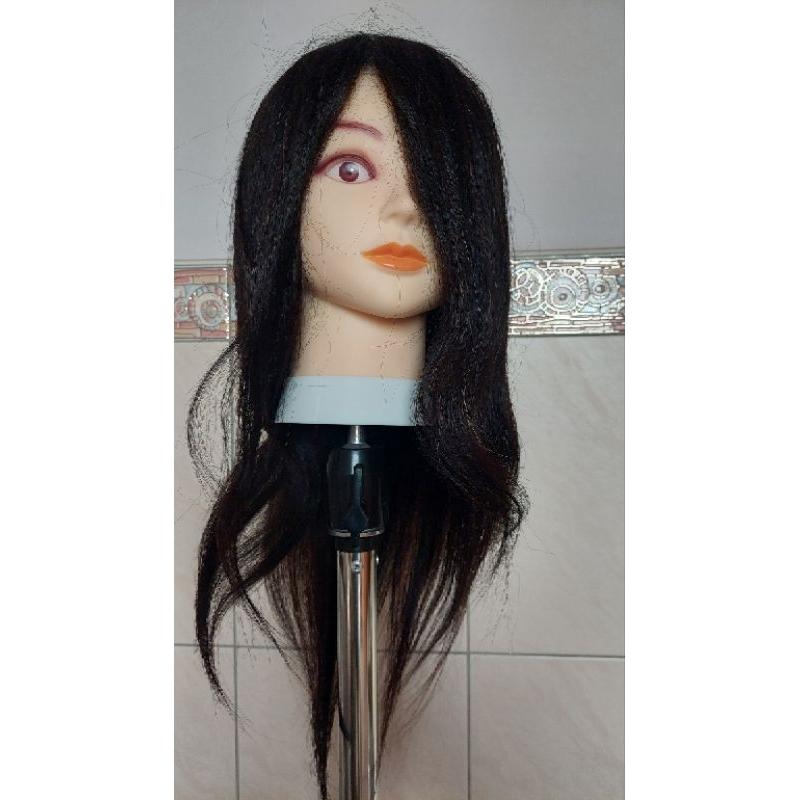 練習用 美髮 金髮 金色 棕髮 黑髮 頭髮 練習 頭 單頭 假人頭 18吋 22吋 一體成型 編髮 包頭 剪髮 可電棒-細節圖6