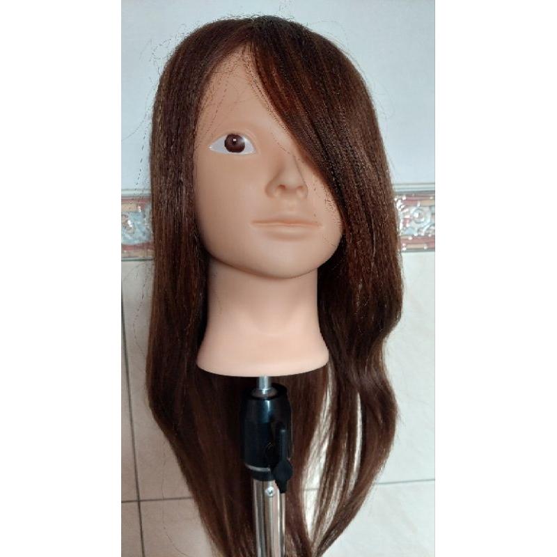 練習用 美髮 金髮 金色 棕髮 黑髮 頭髮 練習 頭 單頭 假人頭 18吋 22吋 一體成型 編髮 包頭 剪髮 可電棒-細節圖8