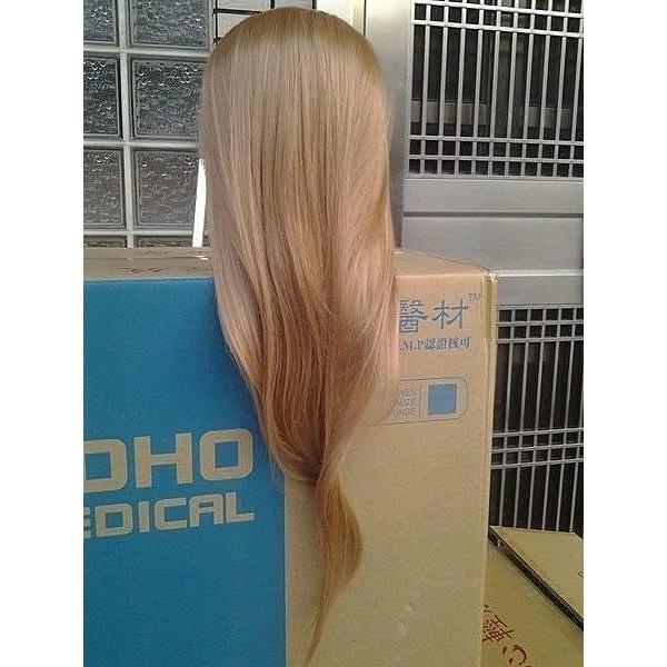全假髮 美髮 金髮 金色 頭髮 練習 頭 單頭 假人頭 22吋 一體成型 包頭 剪髮 高溫 髮絲 拉直 盤髮-細節圖2
