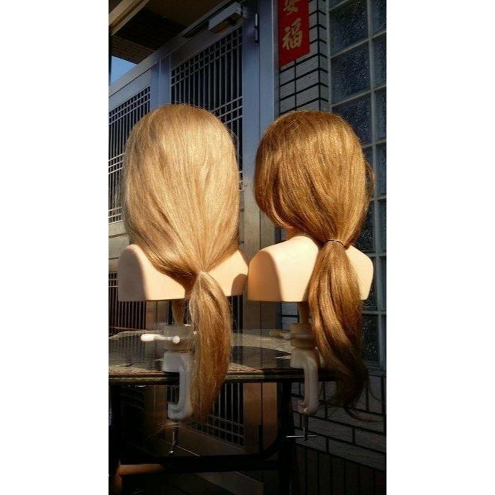 比賽 新秘 新娘秘書 祕書 全真髮 100% 淺金 肩膀 22吋 安妮 可染 燙 漂 吹捲 假人頭 練習頭 假人頭 美髮-細節圖4