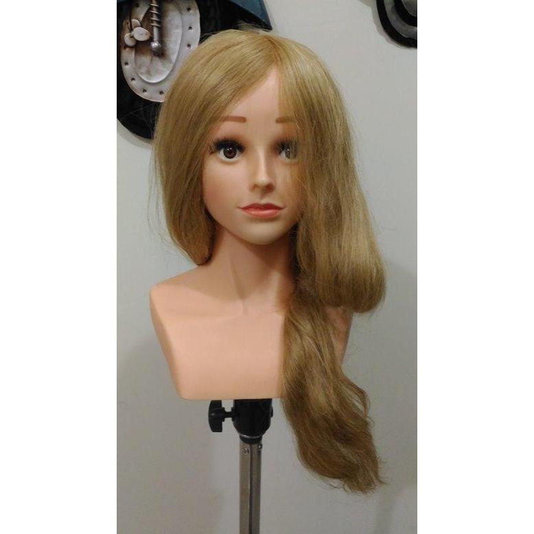 比賽 新秘 新娘秘書 祕書 全真髮 100% 淺金 肩膀 22吋 安妮 可染 燙 漂 吹捲 假人頭 練習頭 假人頭 美髮-細節圖8