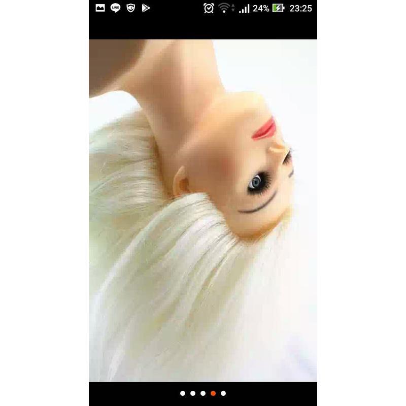新秘 新娘秘書 祕書 全真髮 100% 白色 有妝 羊毛 肩膀 12吋 安尼 安妮 可染 可燙 漂 練習頭 假人頭 美髮-細節圖4