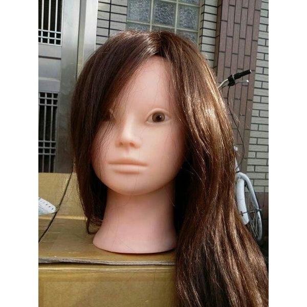 美髮 金髮 金色 黑髮 棕髮 頭髮 練習 頭 單頭 假人頭 22吋 一體成型 包頭 剪髮 高溫 髮絲 拉直 盤髮 全假髮-細節圖4