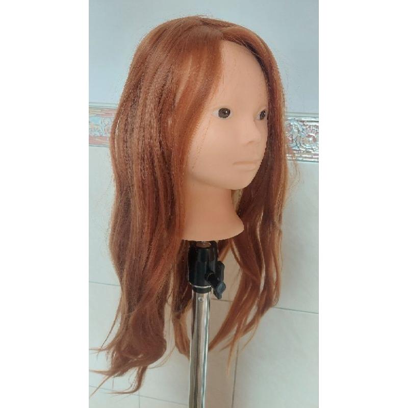 美髮 金髮 金色 黑髮 棕髮 頭髮 練習 頭 單頭 假人頭 22吋 一體成型 包頭 剪髮 高溫 髮絲 拉直 盤髮 全假髮-細節圖7