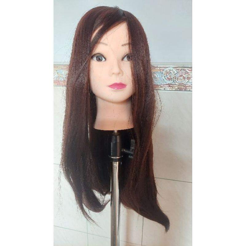 美髮 金髮 金色 黑髮 棕髮 頭髮 練習 頭 單頭 假人頭 22吋 一體成型 包頭 剪髮 高溫 髮絲 拉直 盤髮 全假髮-細節圖8