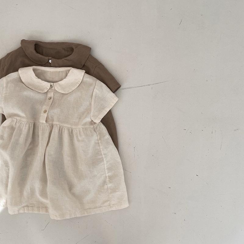 女寶系列 ｜韓系時尚圓翻領短袖連衣裙-細節圖2