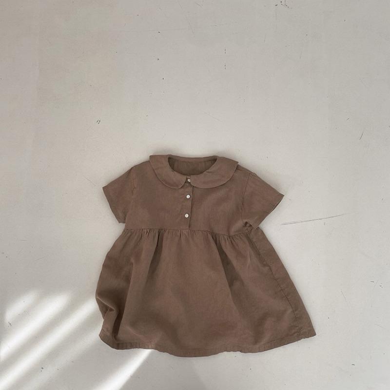 女寶系列 ｜韓系時尚圓翻領短袖連衣裙-細節圖3