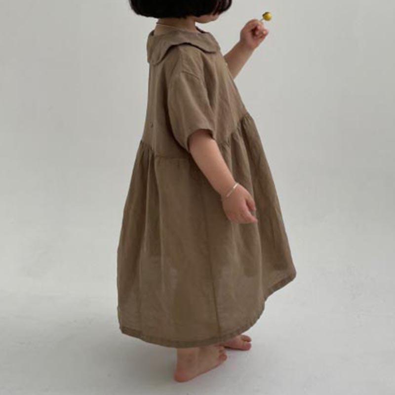 女寶系列 ｜韓系時尚圓翻領短袖連衣裙-細節圖6