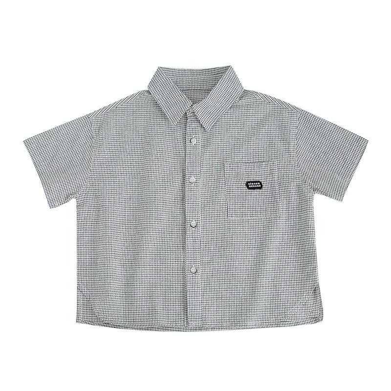 上衣｜細格短袖襯衫 男童襯衫 男童上衣-細節圖5