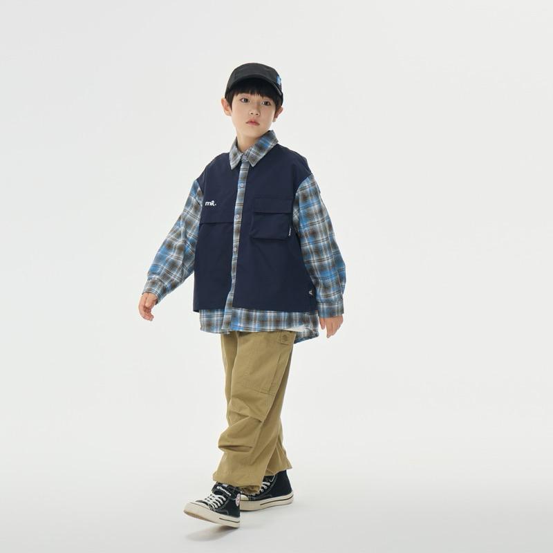 外套｜2025 春秋 格紋拼接假兩件外套 男童外套-細節圖4