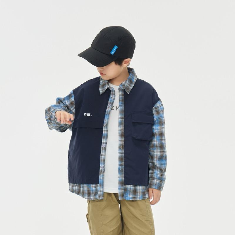 外套｜2025 春秋 格紋拼接假兩件外套 男童外套-細節圖5