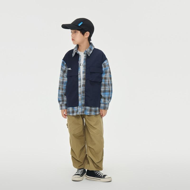 外套｜2025 春秋 格紋拼接假兩件外套 男童外套-細節圖6