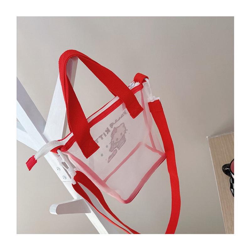 配件｜ Kitty 透明 手提 肩背 兩用包 幼兒包包 夏天包 沙灘包-細節圖2