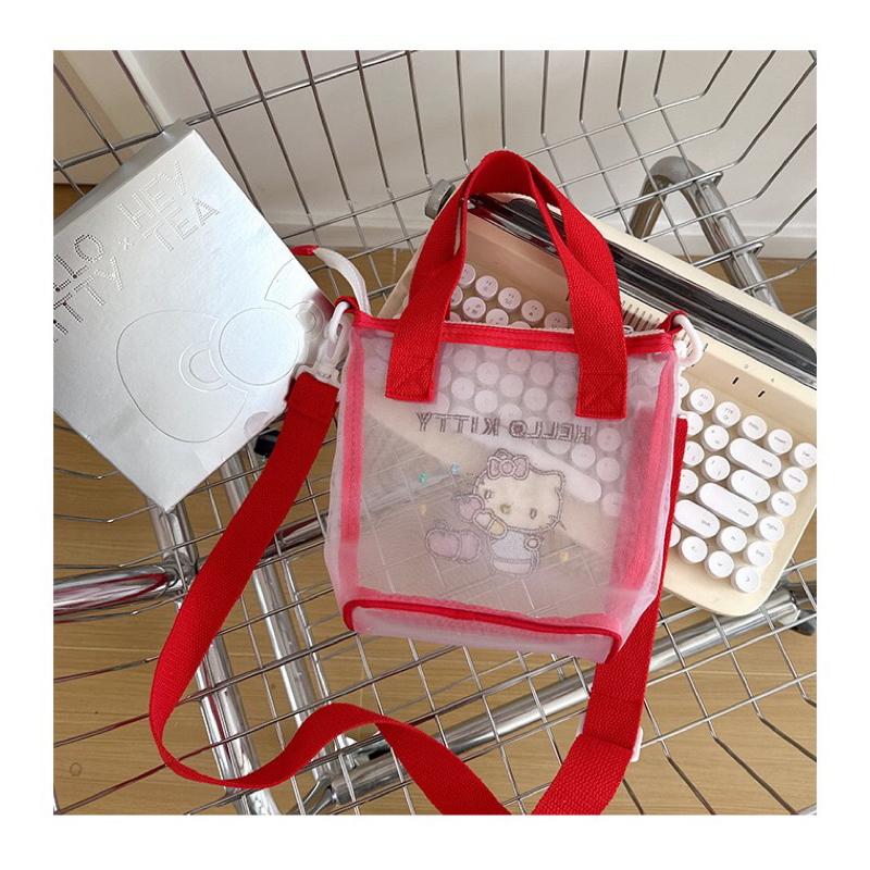 配件｜ Kitty 透明 手提 肩背 兩用包 幼兒包包 夏天包 沙灘包-細節圖4