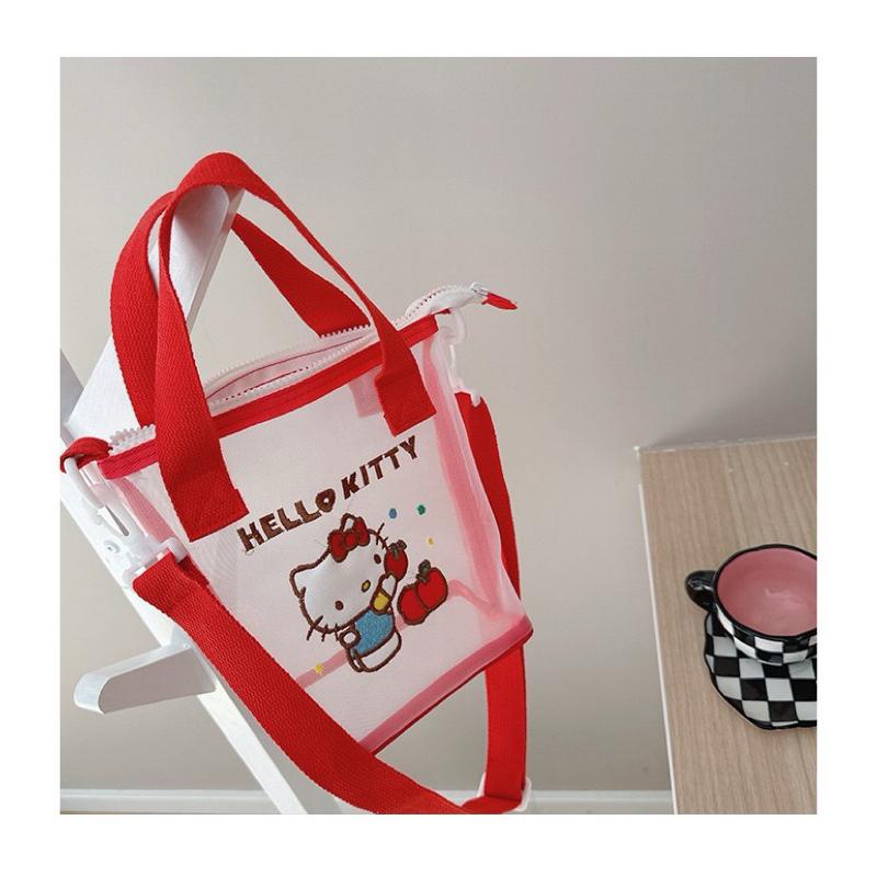 配件｜ Kitty 透明 手提 肩背 兩用包 幼兒包包 夏天包 沙灘包-細節圖6