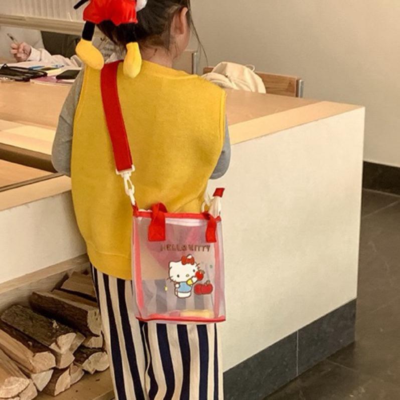 配件｜ Kitty 透明 手提 肩背 兩用包 幼兒包包 夏天包 沙灘包-細節圖8