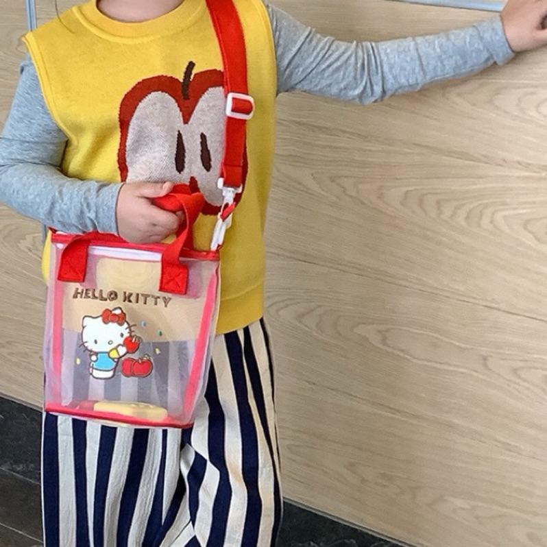 配件｜ Kitty 透明 手提 肩背 兩用包 幼兒包包 夏天包 沙灘包-細節圖9