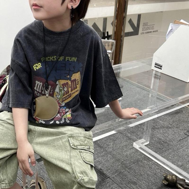上衣｜2025 美式mm巧克力印花寬鬆短袖上衣 男童上衣-細節圖6