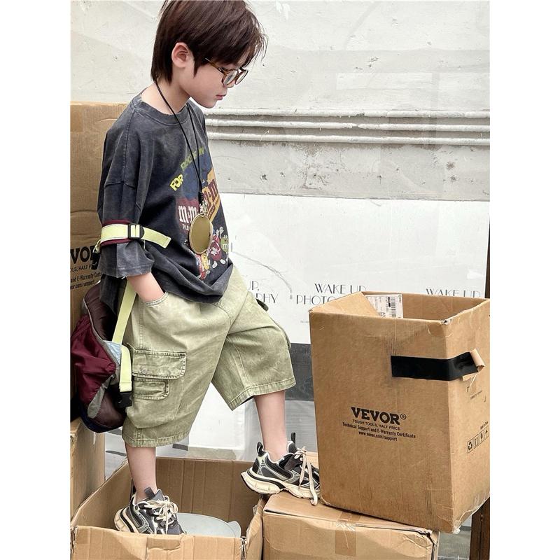 上衣｜2025 美式mm巧克力印花寬鬆短袖上衣 男童上衣-細節圖8