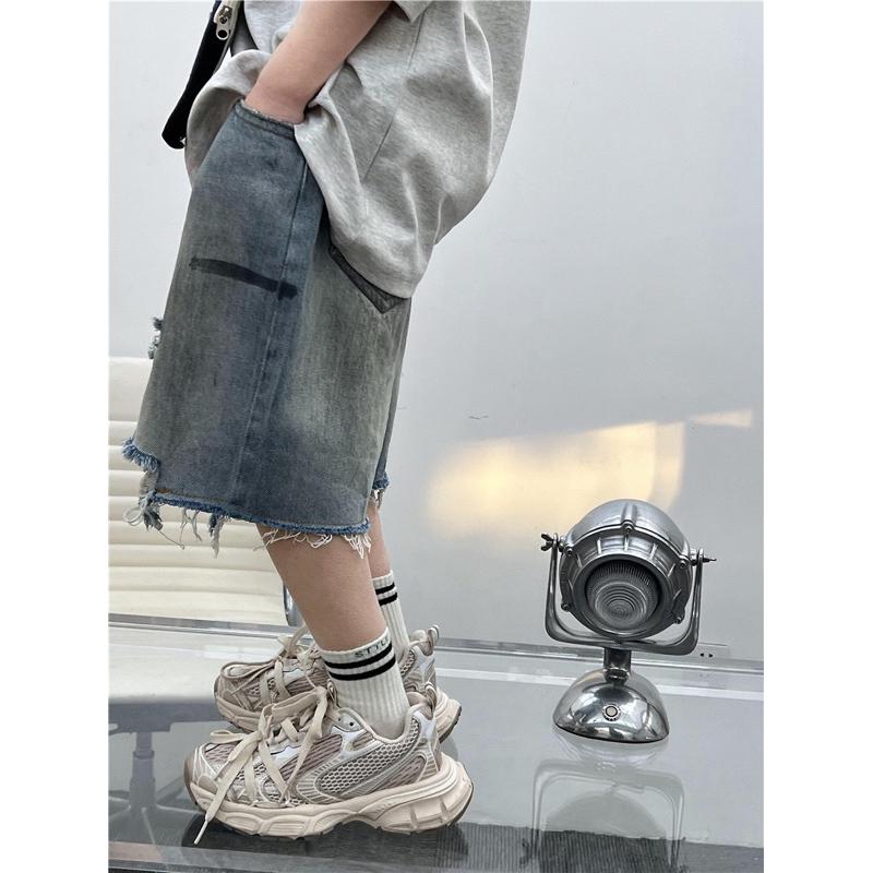 下裝｜2025 夏季美式復古塗鴉破洞牛仔褲 男童牛仔褲-細節圖3