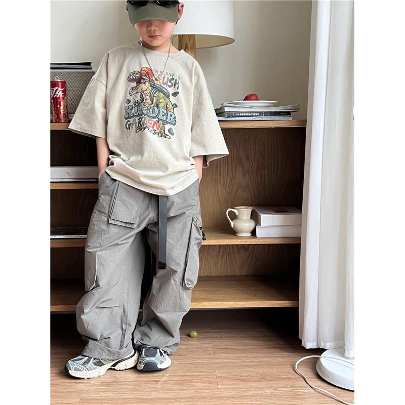 上衣｜歐美復古風恐龍印花寬鬆短袖 男童上衣-細節圖2