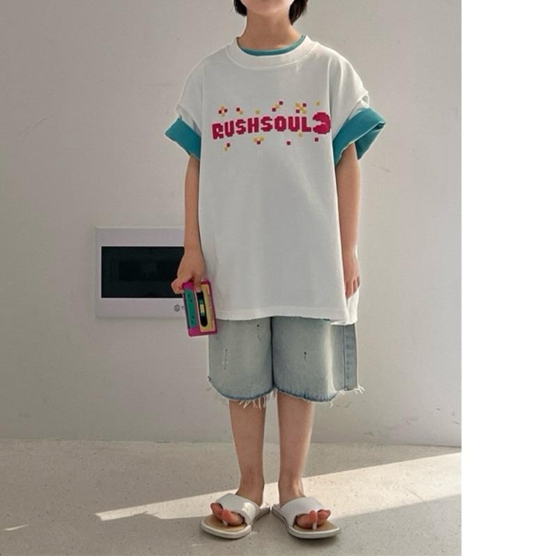 下裝｜油漆點毛邊牛仔短褲 男童短褲-細節圖4