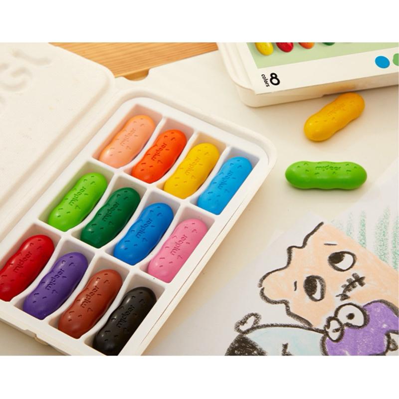 玩具｜mideer 12色豌豆蠟筆 可水洗不髒手-細節圖2