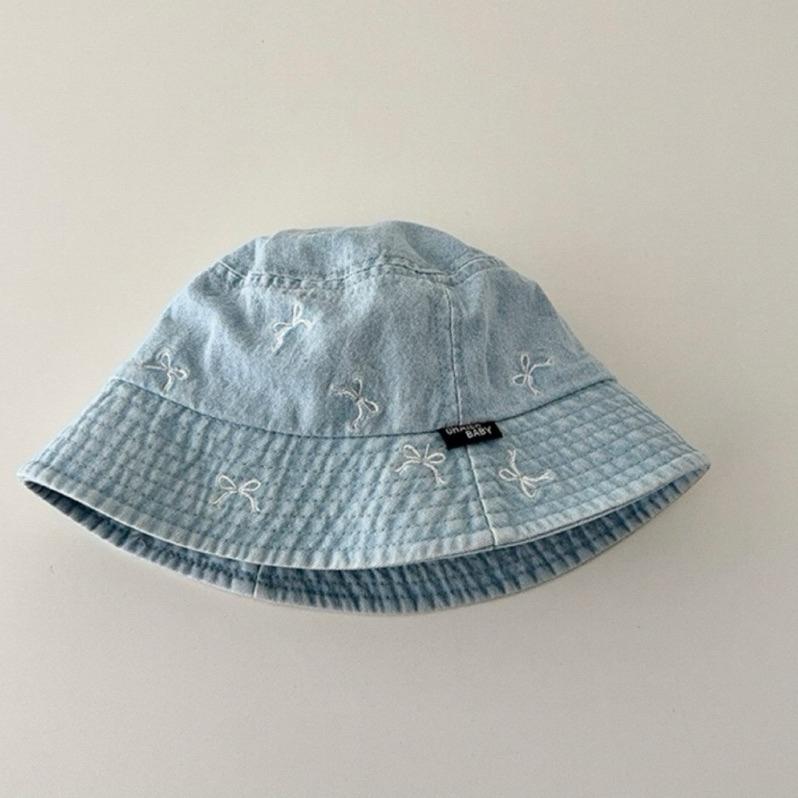 配件｜蝴蝶結刺繡牛仔漁夫帽 幼兒漁夫帽-細節圖2