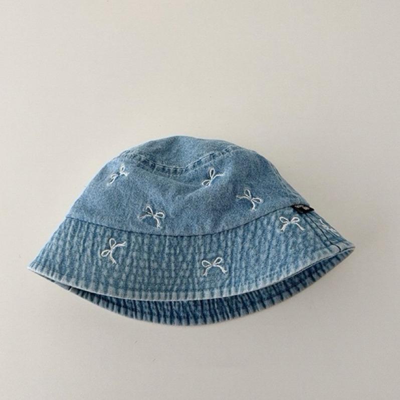 配件｜蝴蝶結刺繡牛仔漁夫帽 幼兒漁夫帽-細節圖3