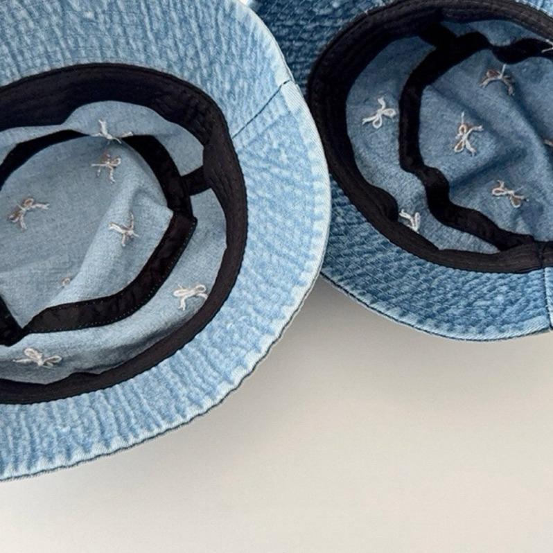 配件｜蝴蝶結刺繡牛仔漁夫帽 幼兒漁夫帽-細節圖5