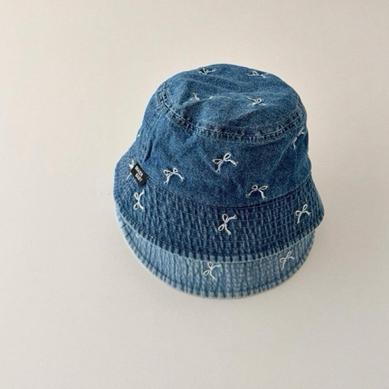 配件｜蝴蝶結刺繡牛仔漁夫帽 幼兒漁夫帽-細節圖7