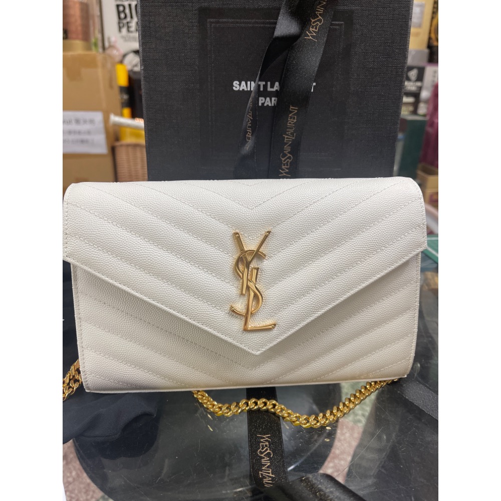 二手精品 YSL 聖羅蘭 377828鏈條包 肩背包 斜背包 單肩包 斜挎包 信封包-細節圖3