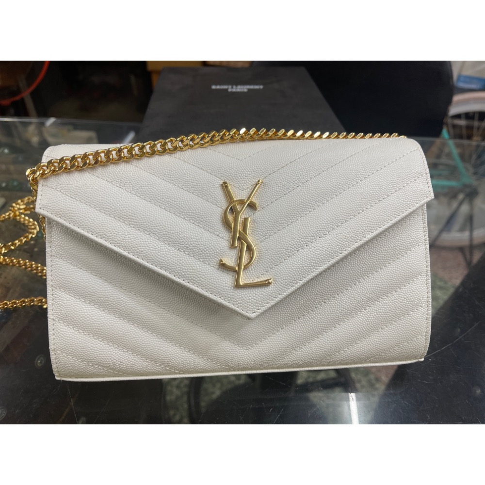 二手精品 YSL 聖羅蘭 377828鏈條包 肩背包 斜背包 單肩包 斜挎包 信封包-細節圖11