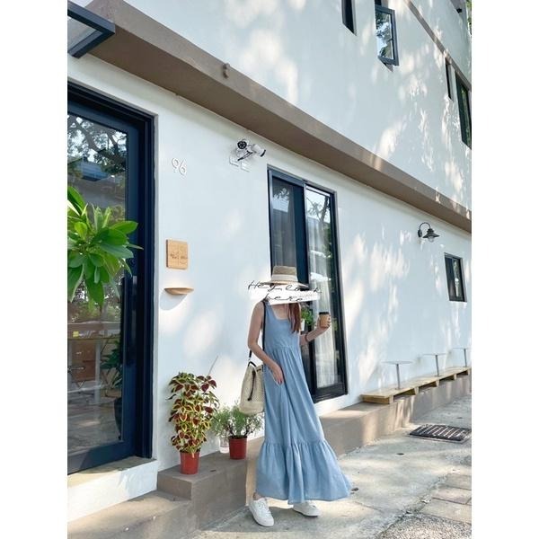 Hey, look here ✔️現貨 女神款 方領棉麻蛋糕背心洋裝/魚尾長洋裝/連身洋/OPS（有口袋）-細節圖8