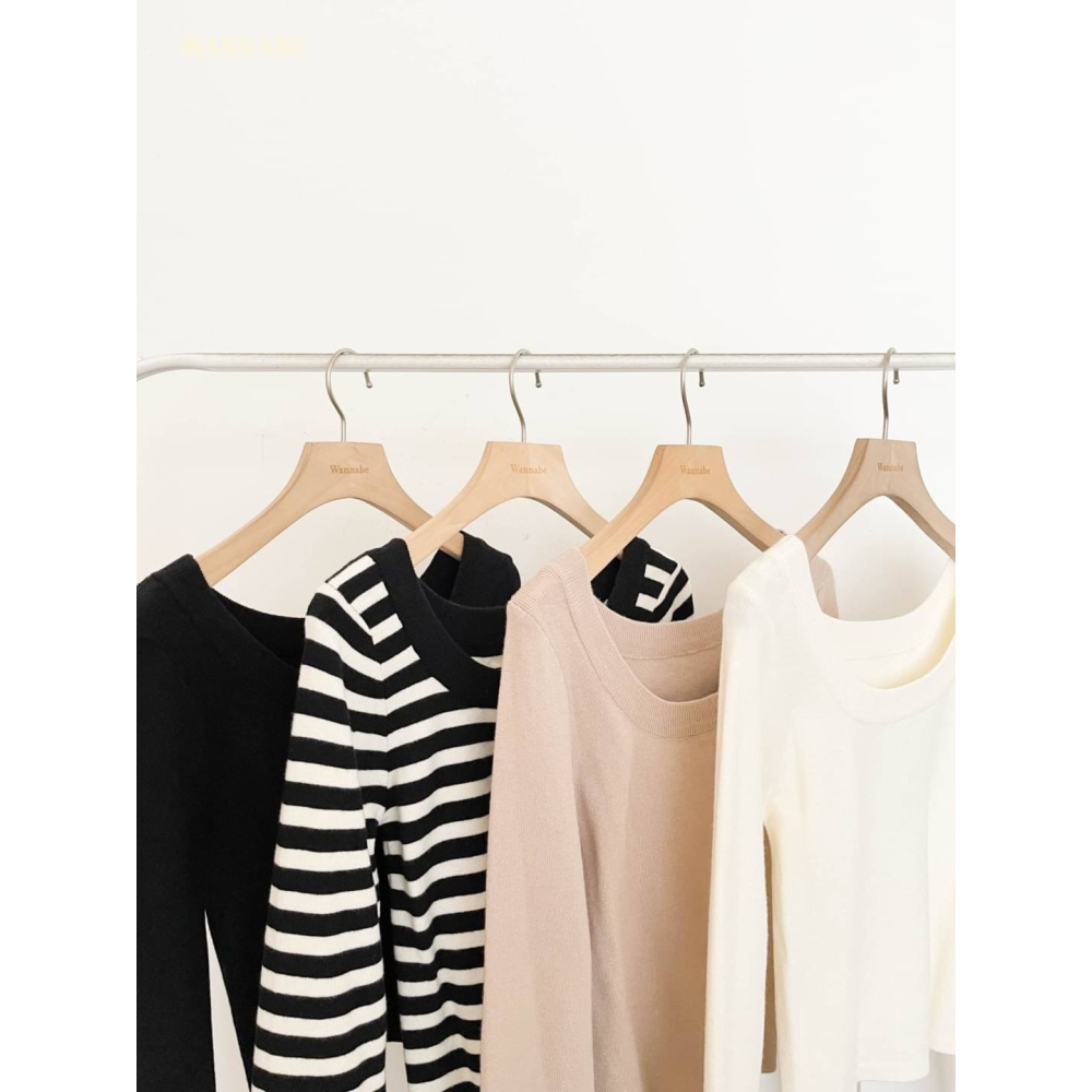 Hey, look here 基礎百搭款 兩面穿大U領針織上衣-細節圖6