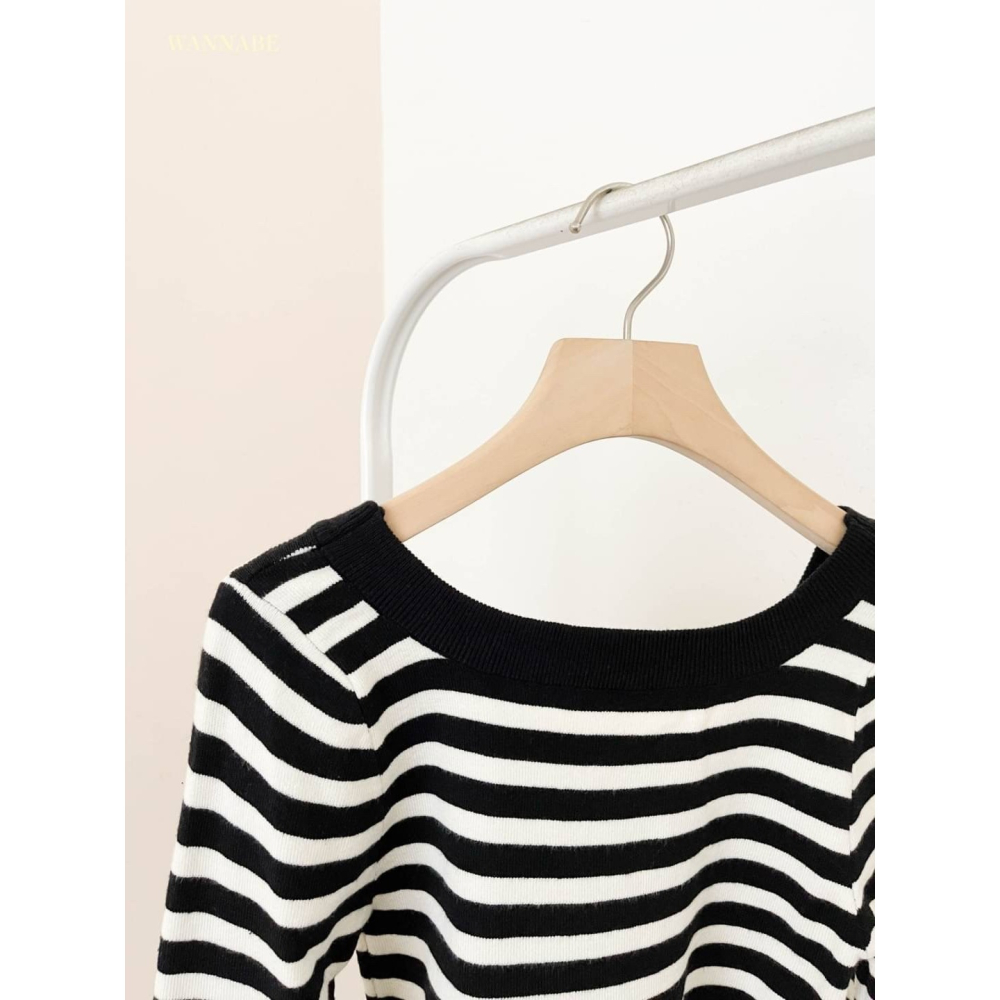 Hey, look here 基礎百搭款 兩面穿大U領針織上衣-細節圖8