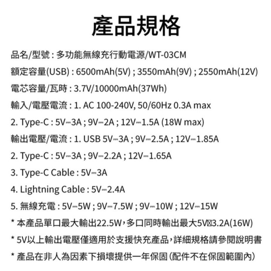 [二手] LaPO 2代 WT-03CM 10000mAh 22.5W 雙孔輸出 多功能無線充 行動電源 黑色-細節圖7