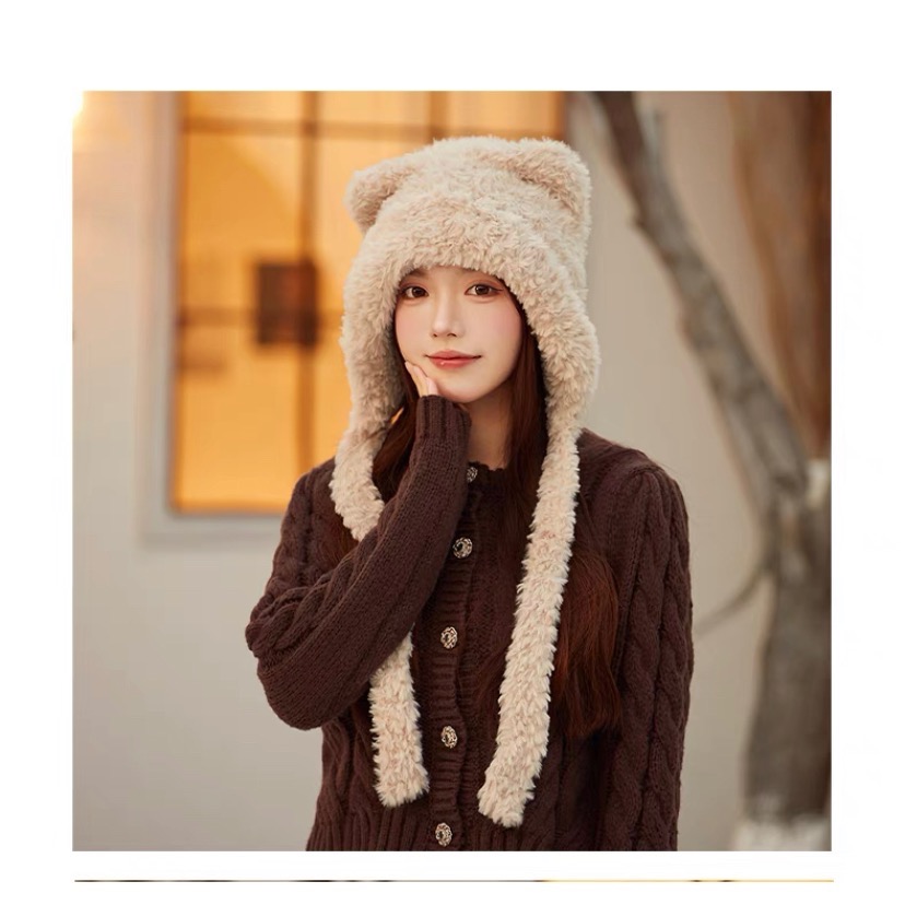 超可愛加厚絨毛小熊帽-細節圖3