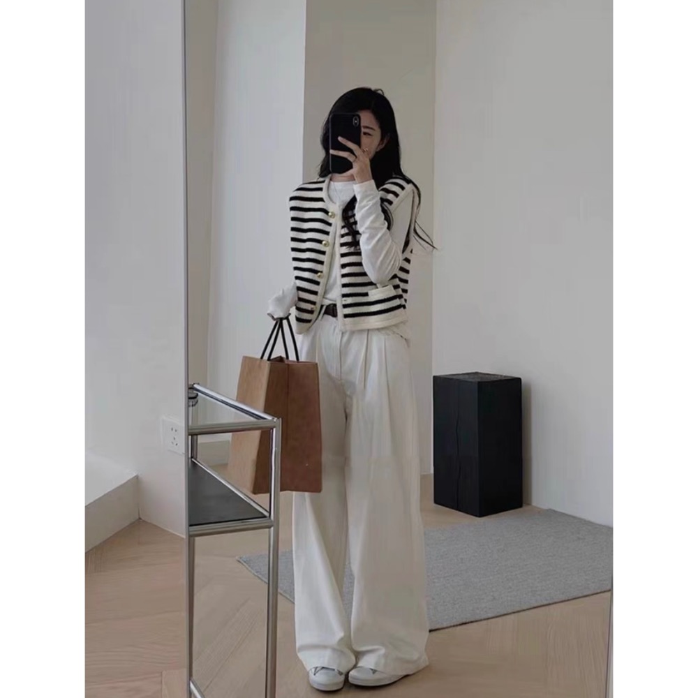 韓系小姊姊條紋針織毛衣背心-細節圖6