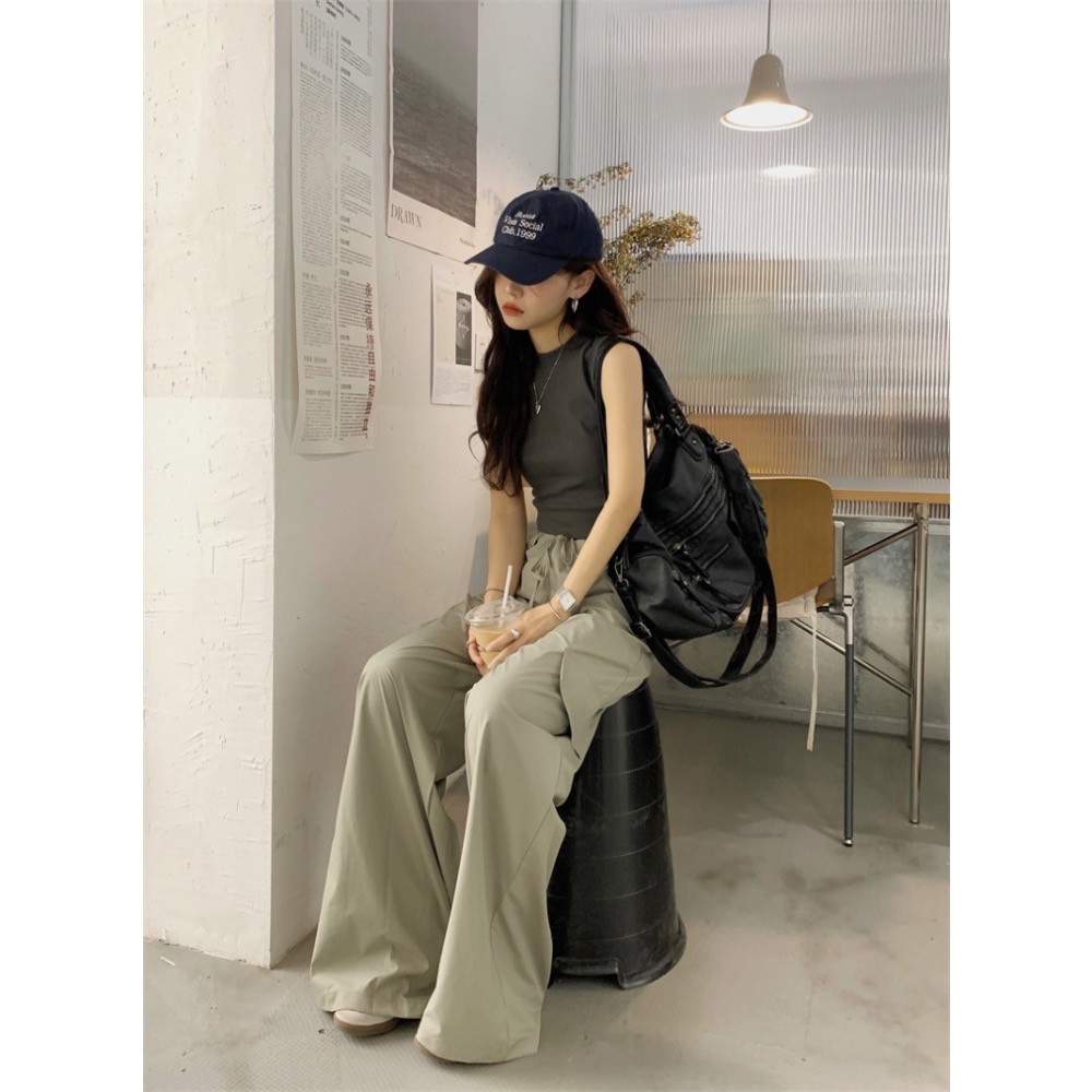 甜酷女孩風短版背心上衣+工裝褲套裝-細節圖7