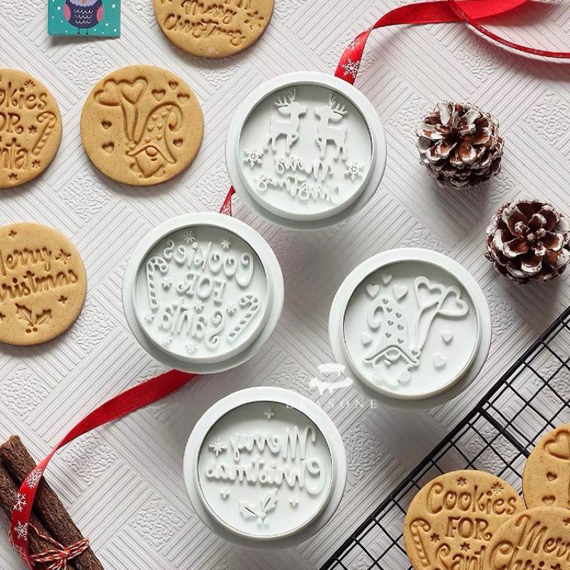 【麥歡樂】經典圓形 聖誕節餅乾模 立體餅乾壓模 按壓餅乾模具 祝福語餅 餅乾模  糖霜餅乾 壓模【烘焙材料】-細節圖2